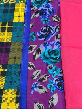 Colorful Mixed Fabric Bundle - Plaid, Floral & Solid Pink